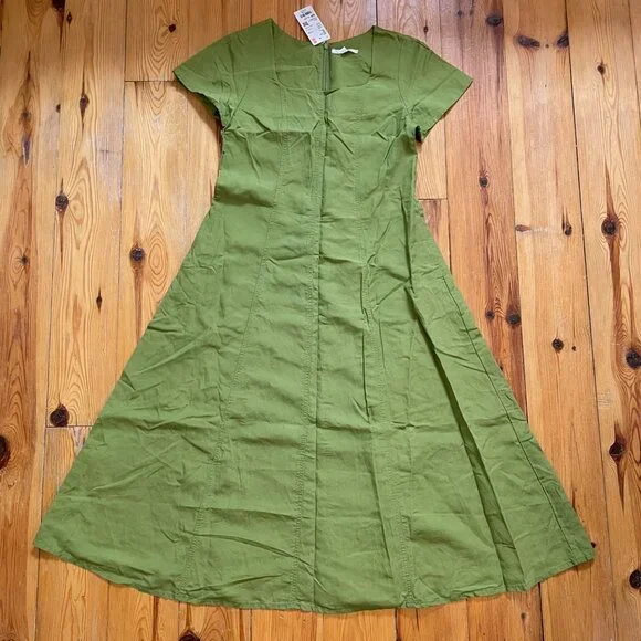 NEW UNIQLO Scoop Neck Dress - Olive Green - Small - Picture 4 of 5